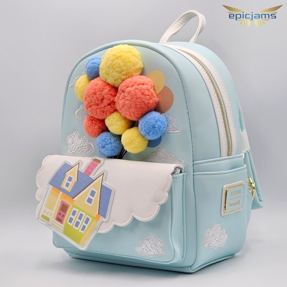 Loungefly Disney Pixar Up Floating House Pom Pom Blue Mini Backpack Bag New - Picture 3 of 7